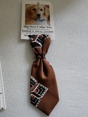 Hand Crafted Brown and White Slip Over Dog Collar Tie